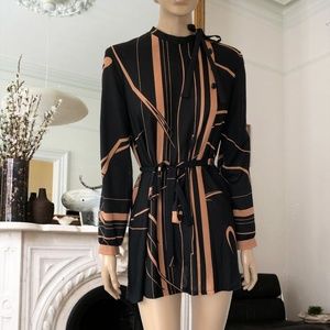 True Vintage Black Nude Abstract Tunic Mini Dress